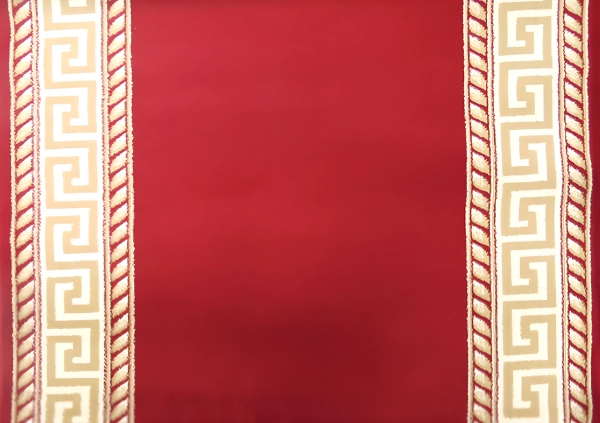 Greek key border on red background
